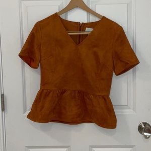 GREYLIN Suede Peplum Top, Size S